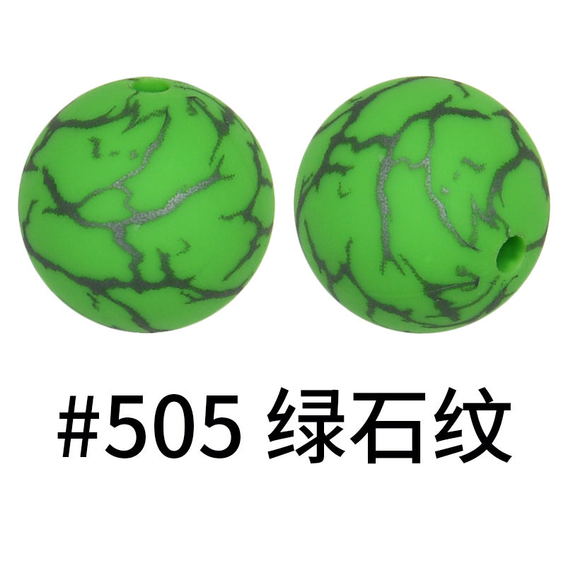 Wholesale 50pcs 15mm Colorful Crack Printed Silicone Balls DIY Beaded Accessories ACC-BDS-HeSheng050
