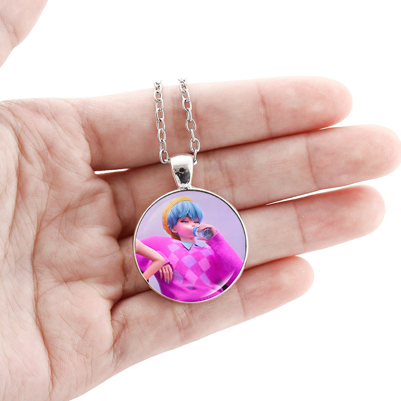 Wholesale kpop korean comic pendant sweater necklace
