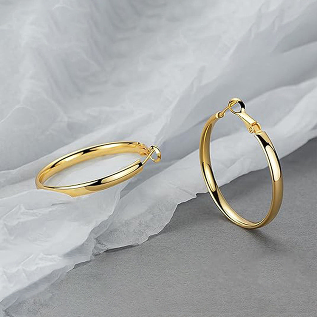 Wholesale Stainless Steel Plain Hoop Earrings 4mm Silver Polished Geometric Trendy Jewelry Accessory
