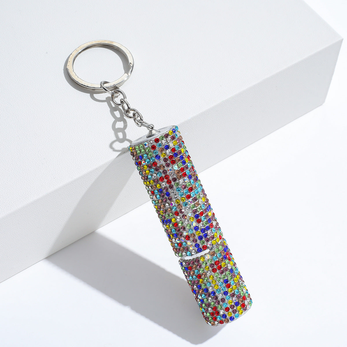 Wholesale colorful leopard print rhinestone perfume bottle portable multifunctional alloy keychain ACC-KC-ZhiYa003