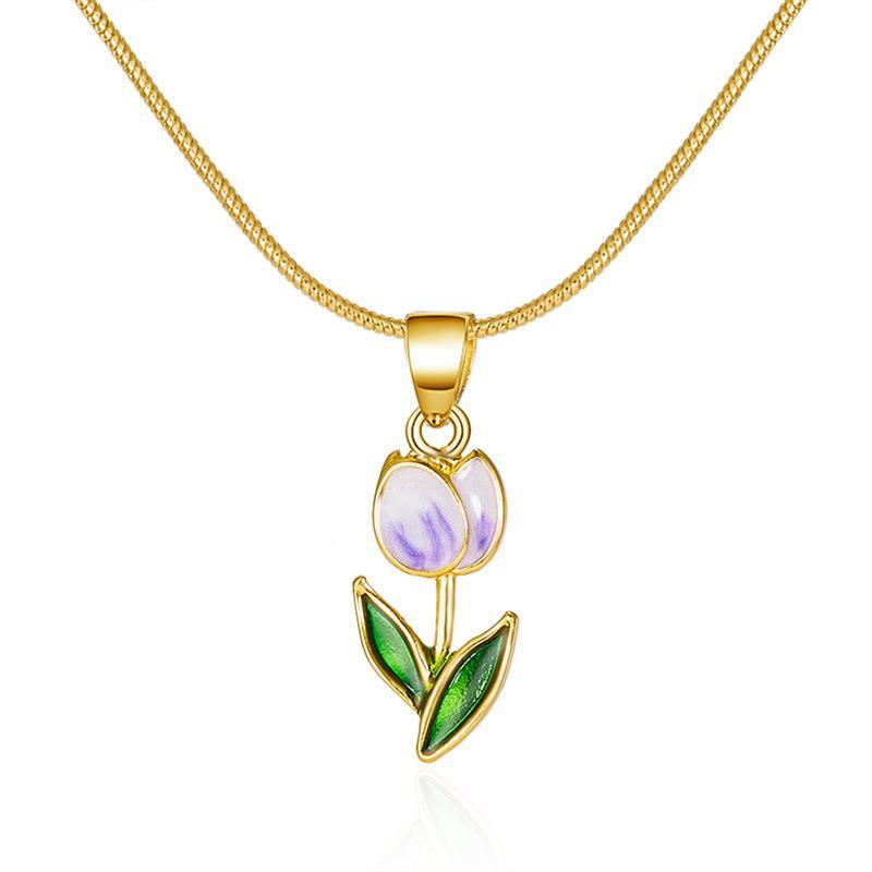 Wholesale Romantic Flower Tulip Necklace Clavicle Chain Choker Necklace ACC-NE-Chuya001