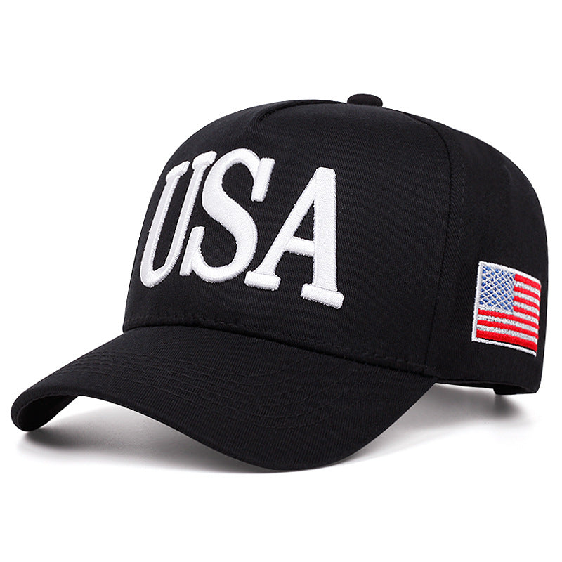 Wholesale USA Flag Embroidered Baseball Cap Curved Brim Adjustable Summer Outdoor Sun Protection Casual Gift
