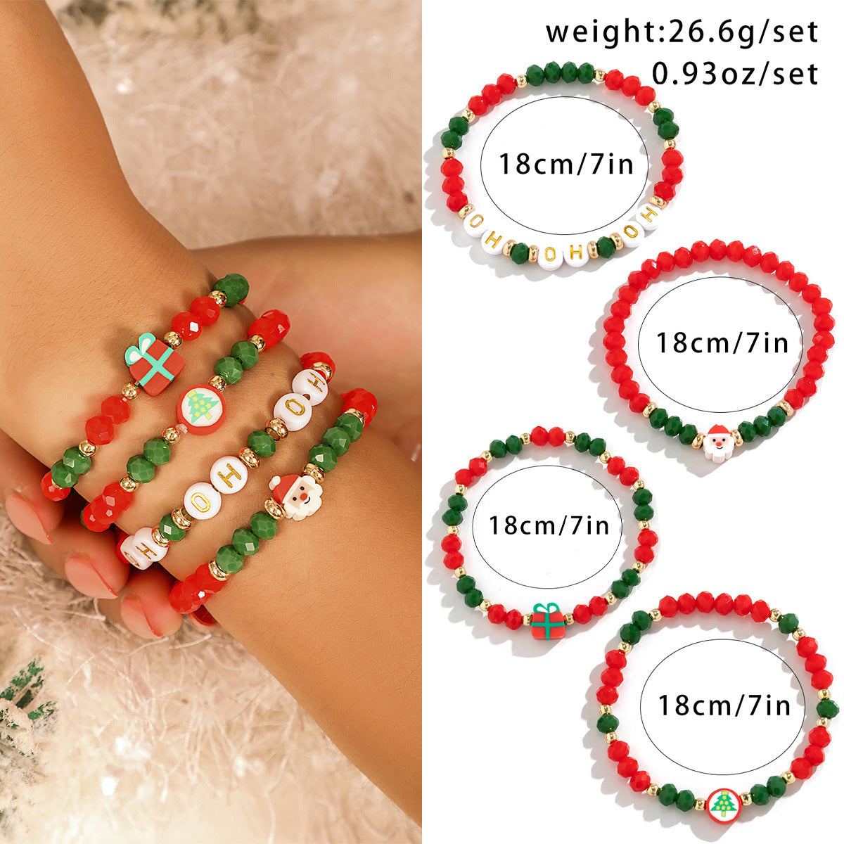 Wholesale  Christmas soft pottery glass beaded bracelet