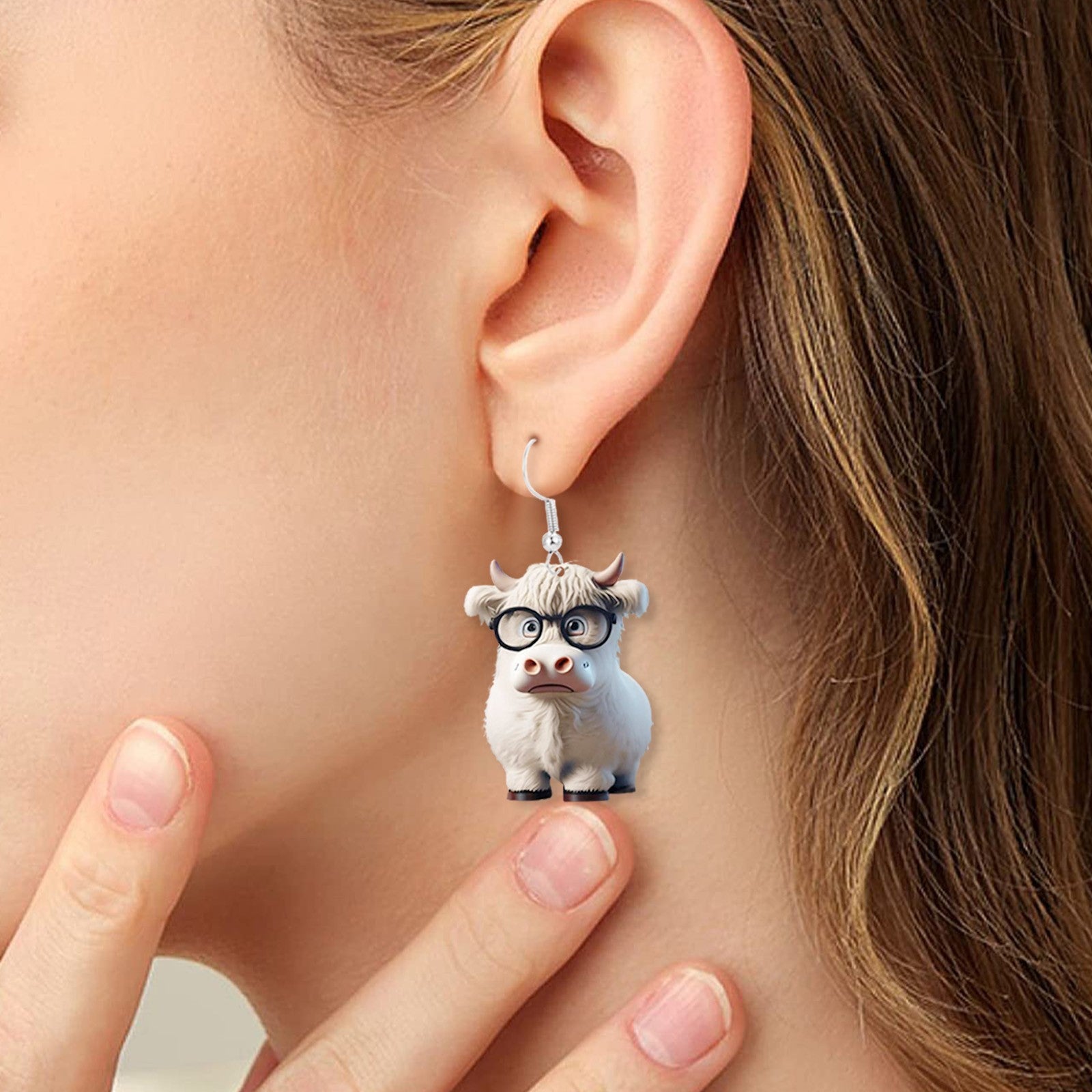Wholesale Cartoon Colorful Cow Flat Acrylic Earrings ACC-ES-YuanJi001