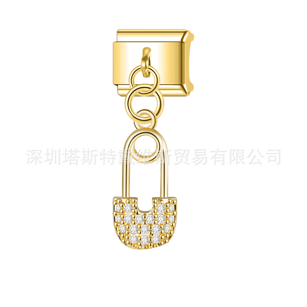 Wholesale Electroplated Alloy Heart Shaped Modular DIY Pendant Bracelet Gift Fashion Accessory