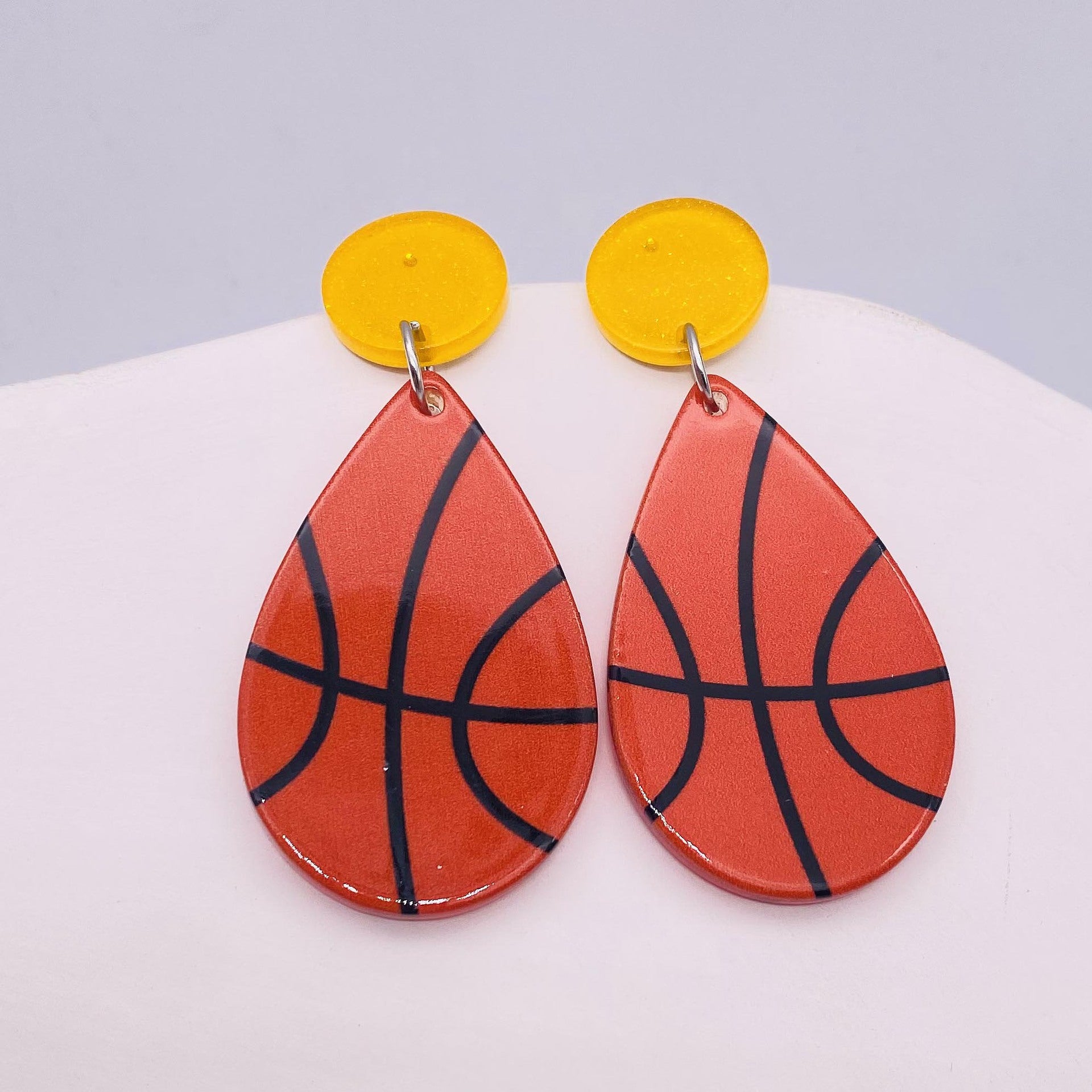 Wholesale Acrylic Earrings Geometric Basketball Football Print Earrings ACC-ES-Cheny001
