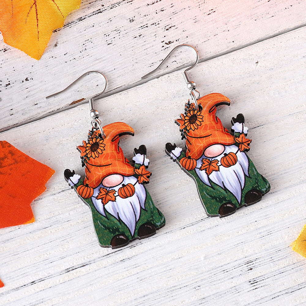 Wholesale Thanksgiving Pumpkin Maple Leaf Cute Dwarf Pendant Earrings