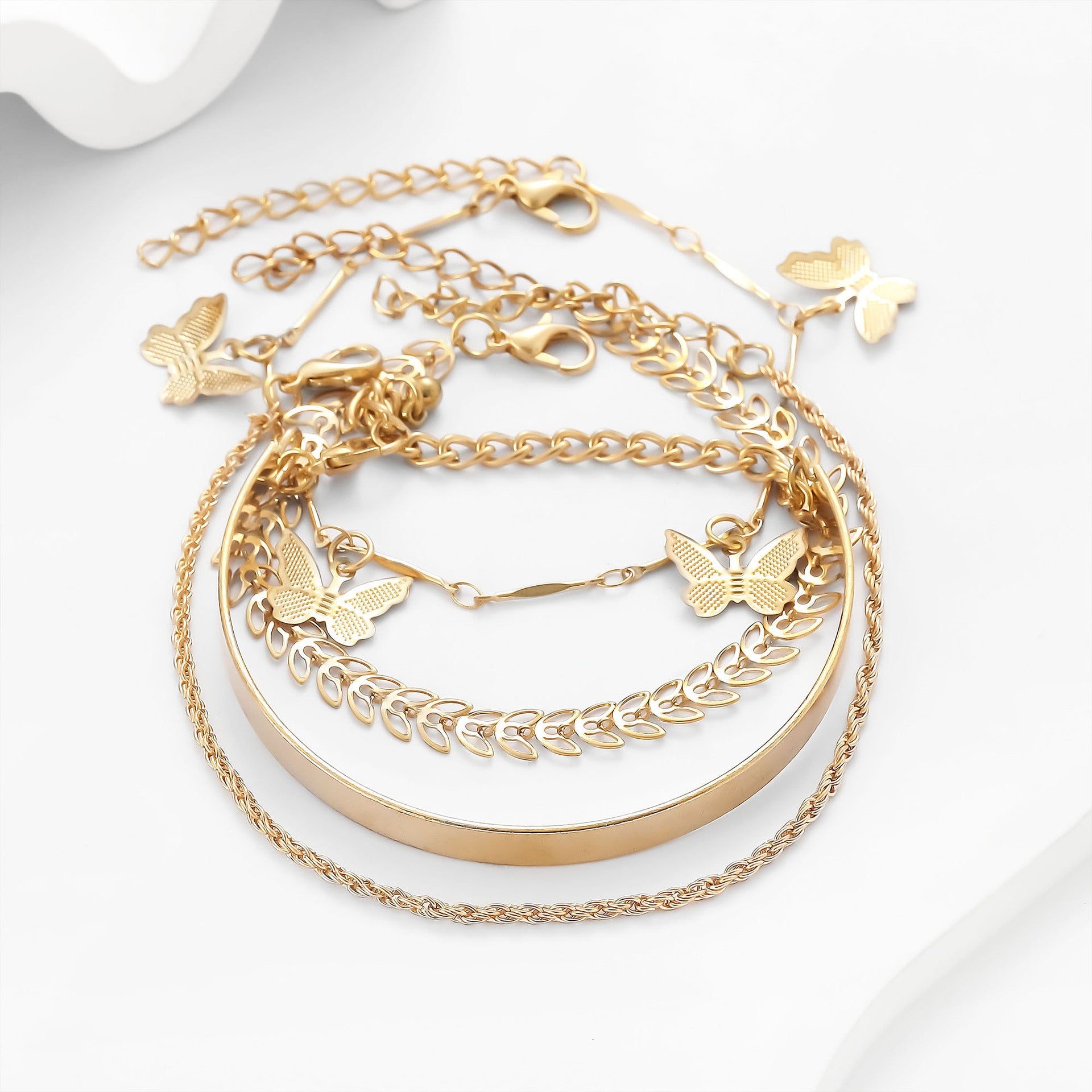 Wholesale Butterfly Leaf Twist 4-Piece Bracelet Set