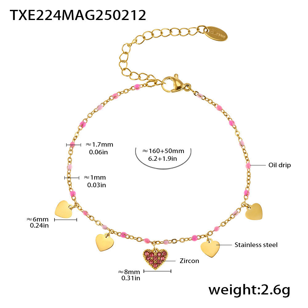 Wholesale zircon titanium steel necklace love clavicle chain