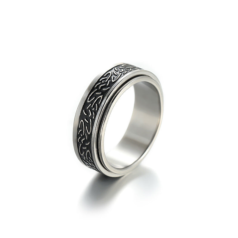 Wholesale Irregular Pattern Rotating Stainless Steel Ring ACC-RS-ZhongQi014