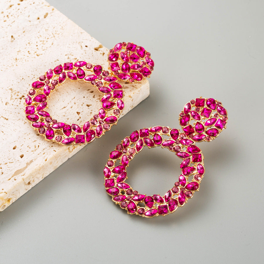 Wholesale Alloy Diamond Round Full Diamond Earrings