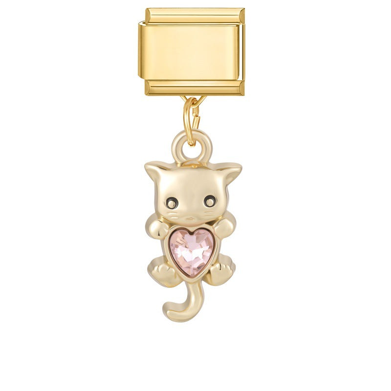 Wholesale Gold Bow Dog Pendant DIY Bracelet - Chic Fashion Accessory Gift