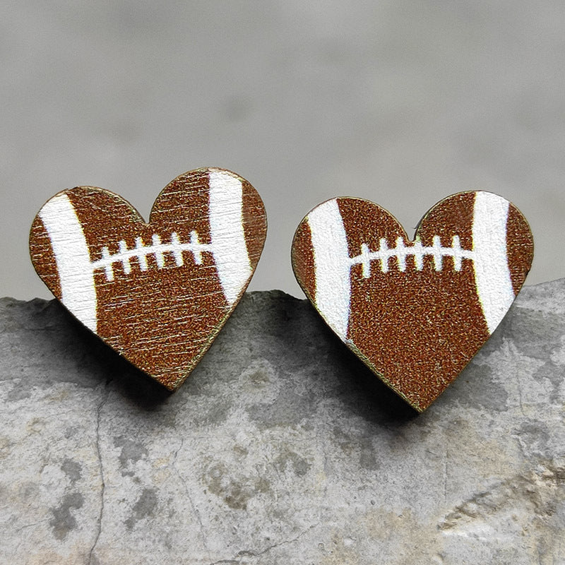 Wholesale Event sports jewelry heart-shaped Sports Baseball earrings