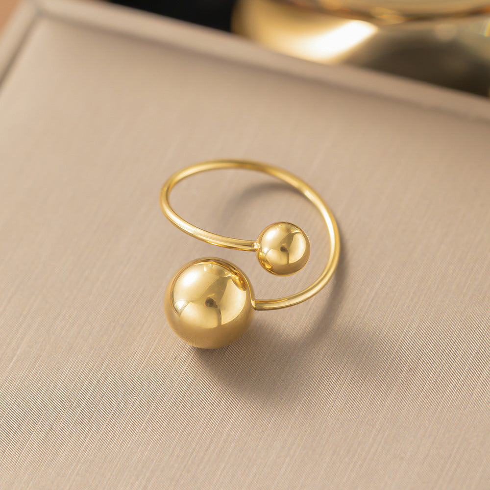 Wholesale Steel Bead Titanium Steel Open Ring Pinky Ring ACC-RS-Qinji001