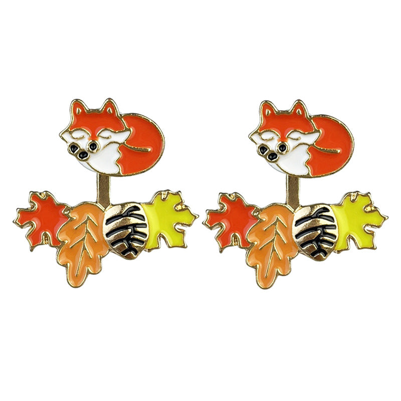 Wholesale 2 Pairs/pack Thanksgiving Day Turkey Maple Leaf Pumpkin Fox Football Earrings Acrylic Earrings ACC-ES-HY145