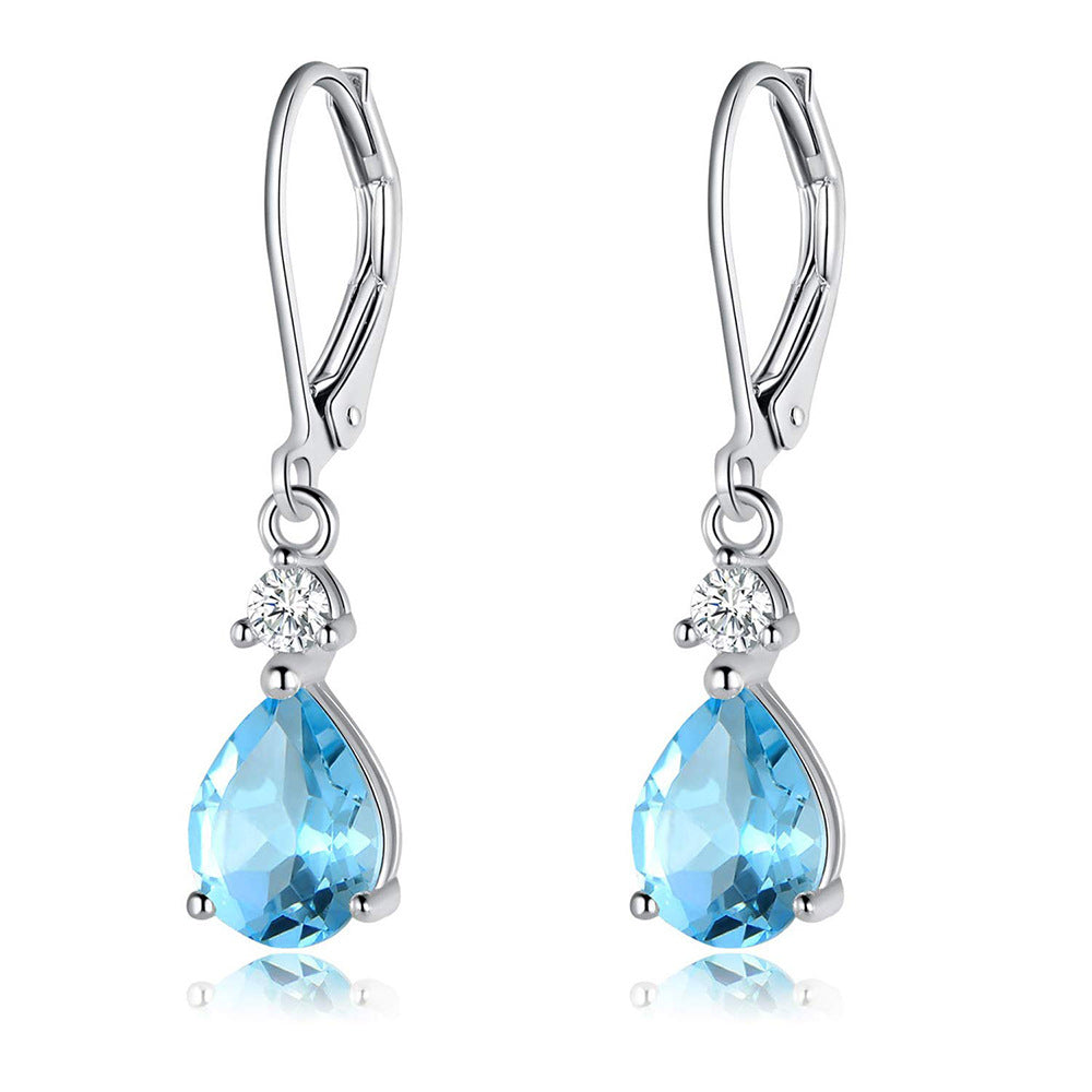 Wholesale light luxury water drop copper zircon earrings