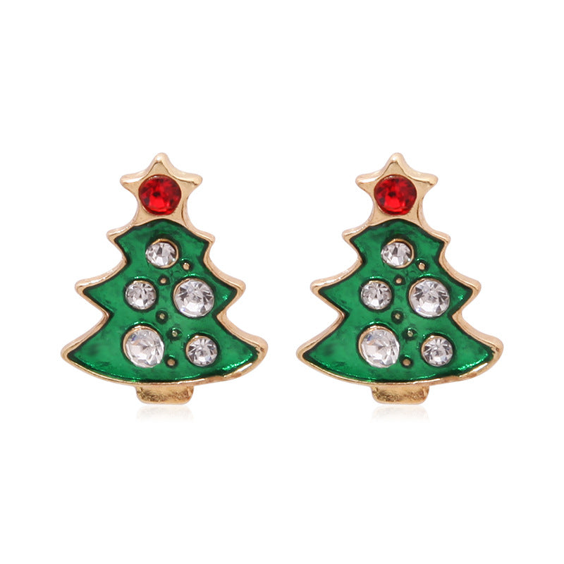 Wholesale Christmas Alloy Oil Drop Christmas Tree Snowflake Earrings ACC-ES-Bingl005