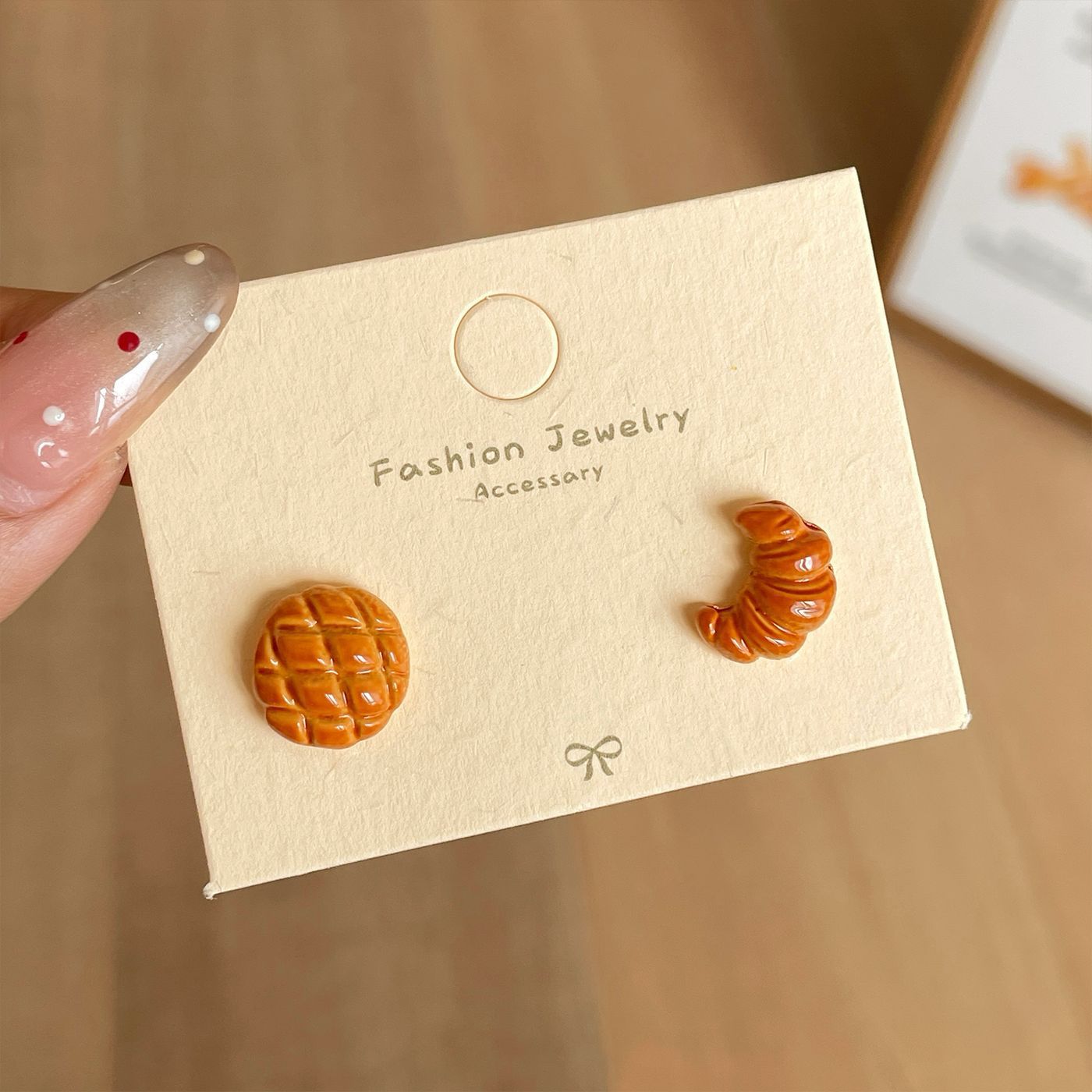 Wholesale Mini Silver Needle Earring Set Cartoon Cute Caramel Bread Small Earrings