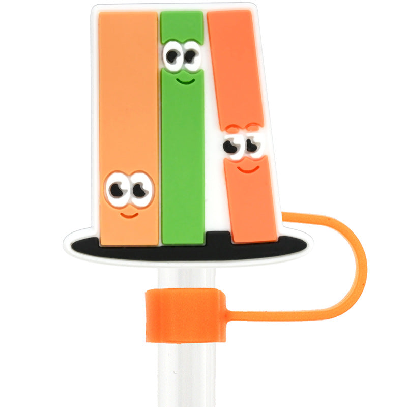 Wholesale Random 100pcs Back To School 10mm PVC Soft Glue Straw Tube Cap ACC-SCR-RYY095