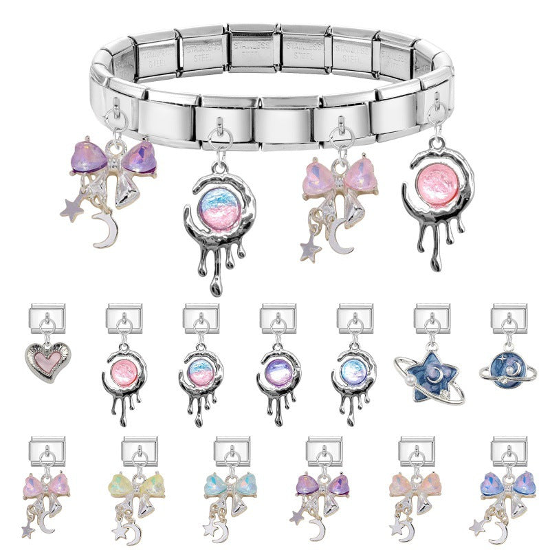 Wholesale 9mm Italian Charm Starter Bracelets DIY square Single Section Creative Stainless Steel Composable Bracelet
