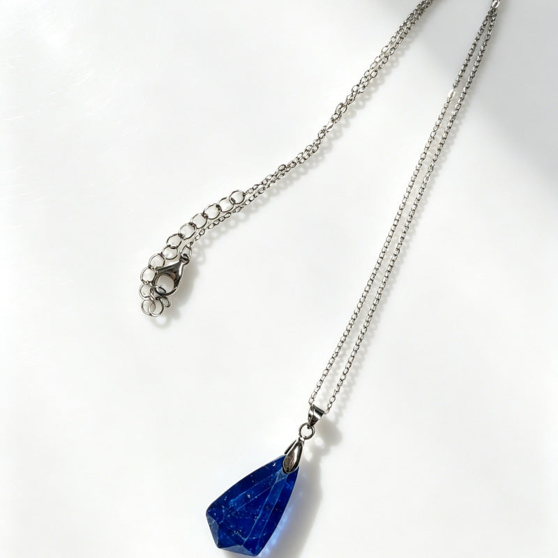 Wholesale Faceted Natural Amethyst Pendant Necklace Bohemian Geometric Jewelry Accessory For Boutique Resale
