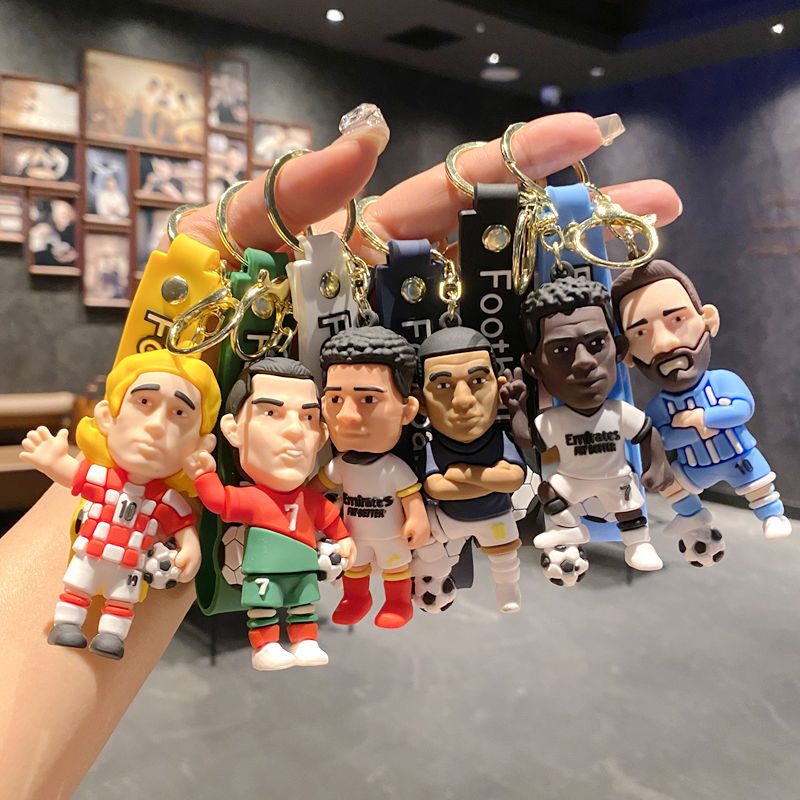 Wholesale World Cup Stars PVC Keychain Figurine Car Key Accessory for Football Fans