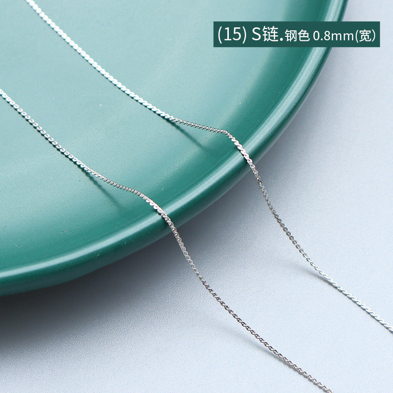 Wholesale 2pcs Cross Necklaces Snake Bone Chain Twist Chain Box Chain Titanium Steel 18K Gold Plated Clavicle Chain ACC-NE-MiLi002