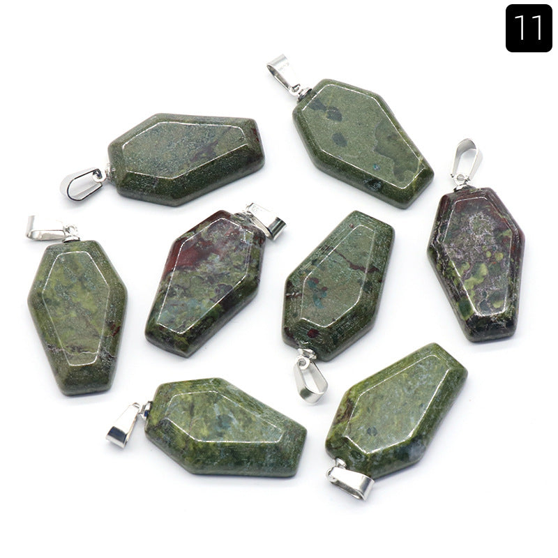 Wholesale Mini Coffin Board Natural Crystal Stone Coffin Board Necklace Pendant ACC-PT-KeSuo004