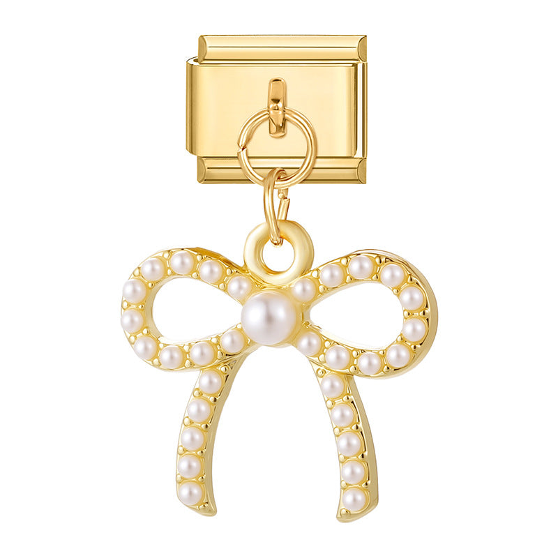 Bracelet de charme italien en gros 9 mm de bricolage d'épissage en or et en diamant blanc bracelet composable en acier inoxydable