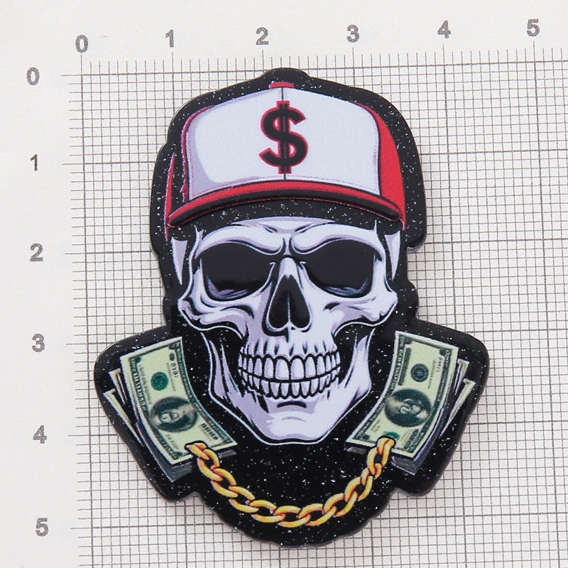 Wholesale 10pcs DIY Flatback Cartoon Acrylic Flatback Badge Reels Retractable Keychain DIY Accessories