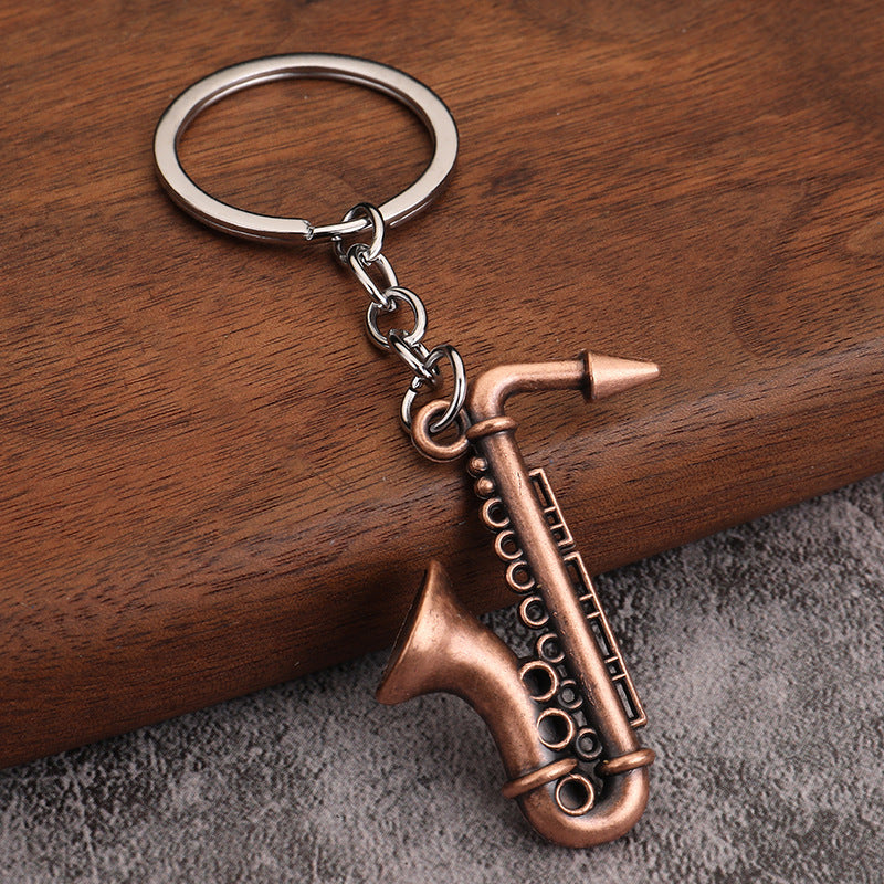 Wholesale Mini Musical Instrument Saxophone Metal Keychain
