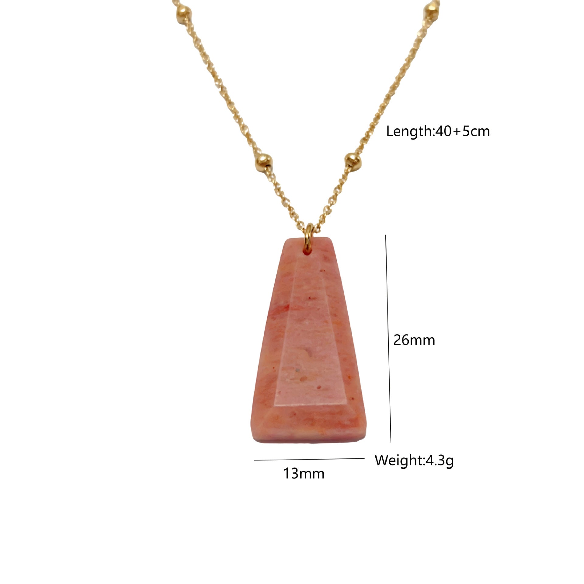 Wholesale Stainless steel natural stone cut trapezoidal geometric pendant necklace