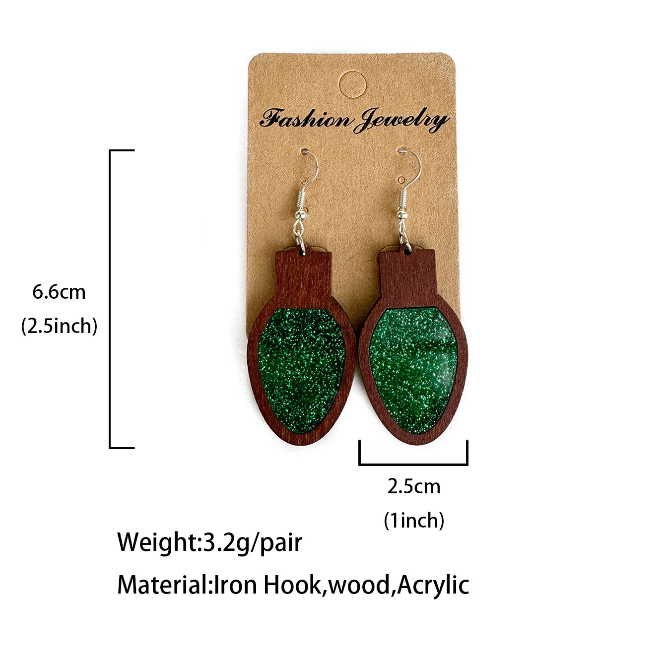 Wholesale Fashion Christmas Acrylic Earrings Geometric Wood Inlay With Shiny Multicolor Accents Women S Party Jewelry Accessory