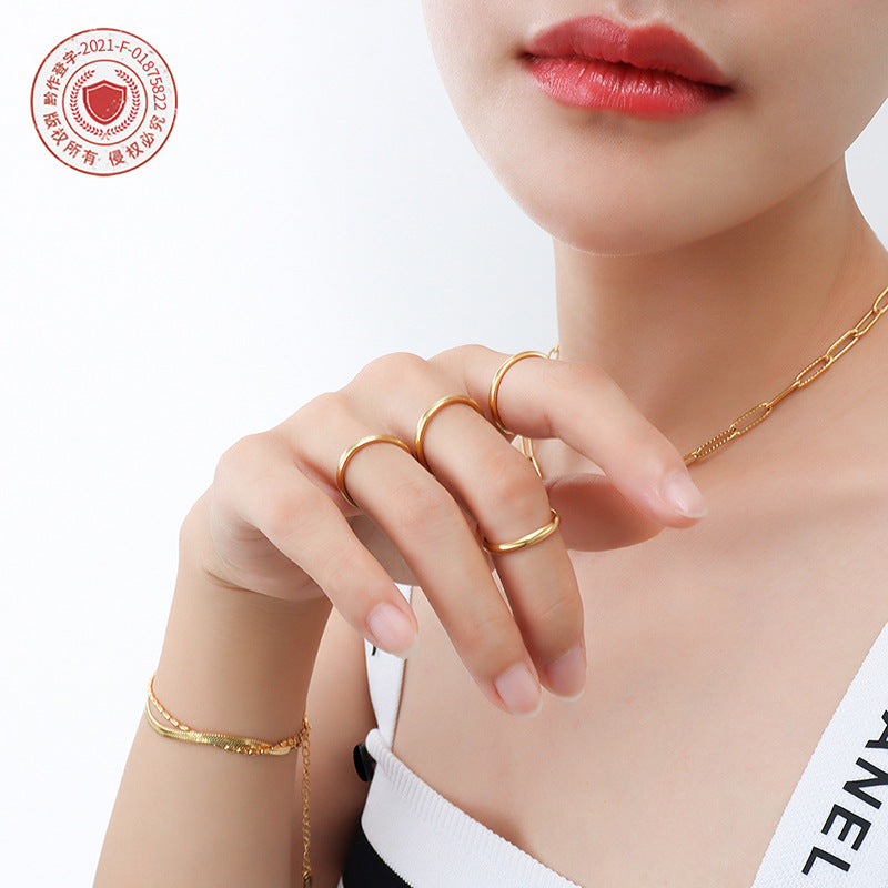 Wholesale Titanium Steel Plain Ring Ring 18K Gold Plated Pinky Ring ACC-RS-MiLi002