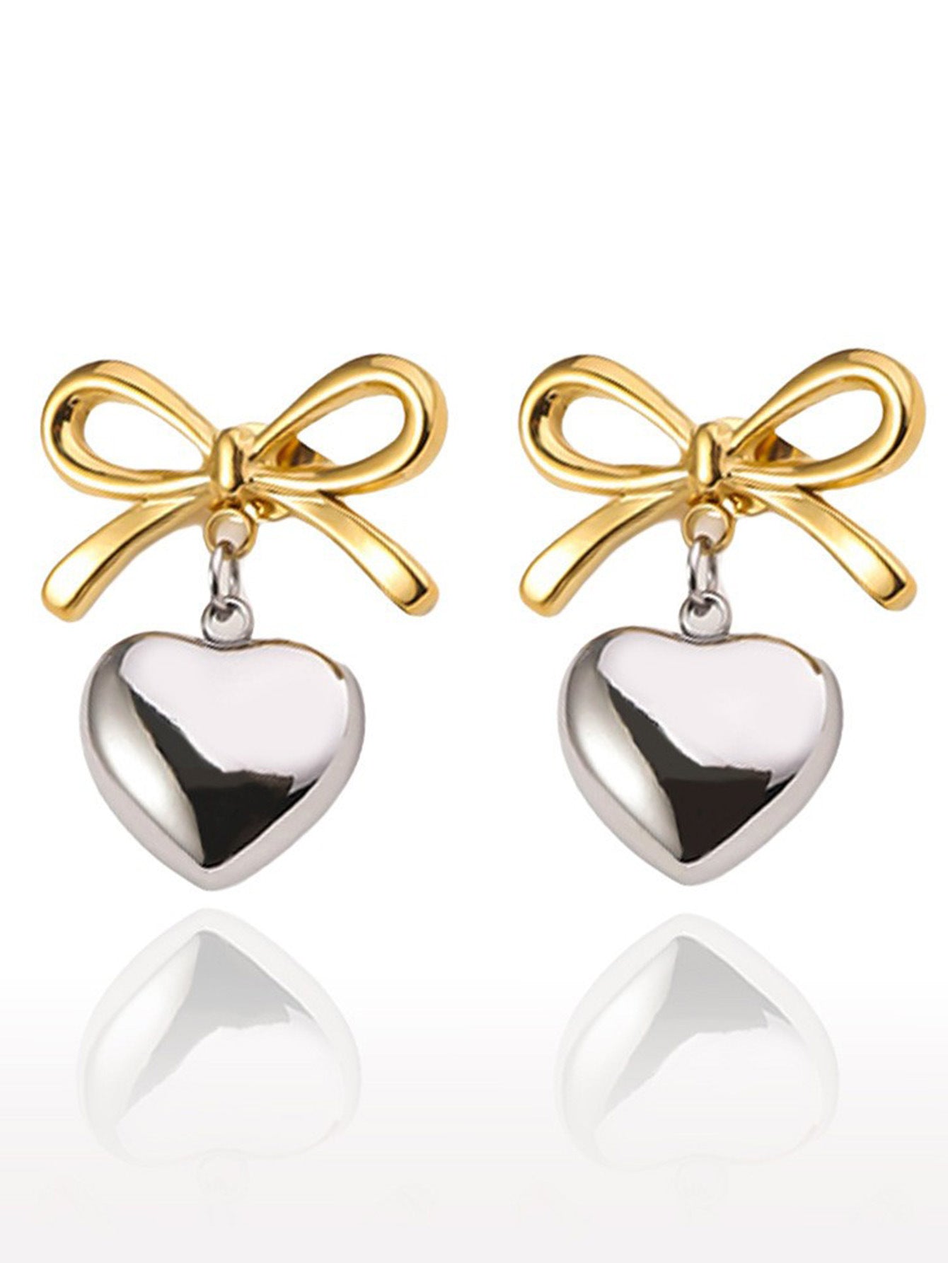 Wholesale Love Mirror Tassel Stainless Steel Earrings