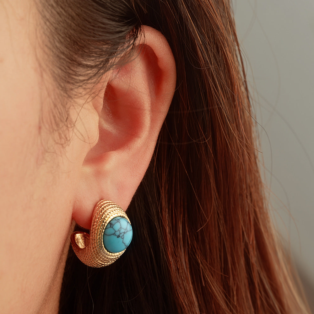 Wholesale French Retro Cat Eye Pearl Earrings 18K Gold Plated Party Wear