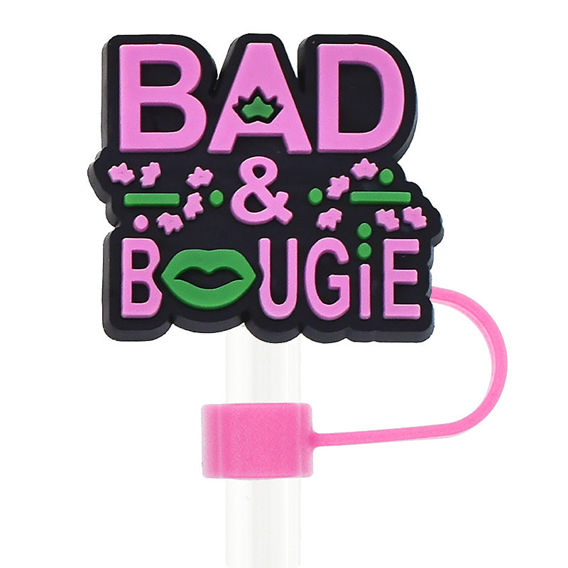 Wholesale  Random 100pcs Black Series 10mm PVC Soft Straw Tube Cap