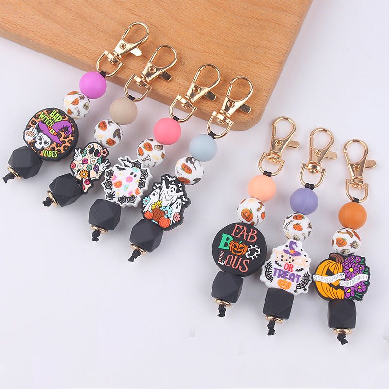 Wholesale Cartoon Halloween Silicone Beaded Keychain ACC-KC-GuangTian086