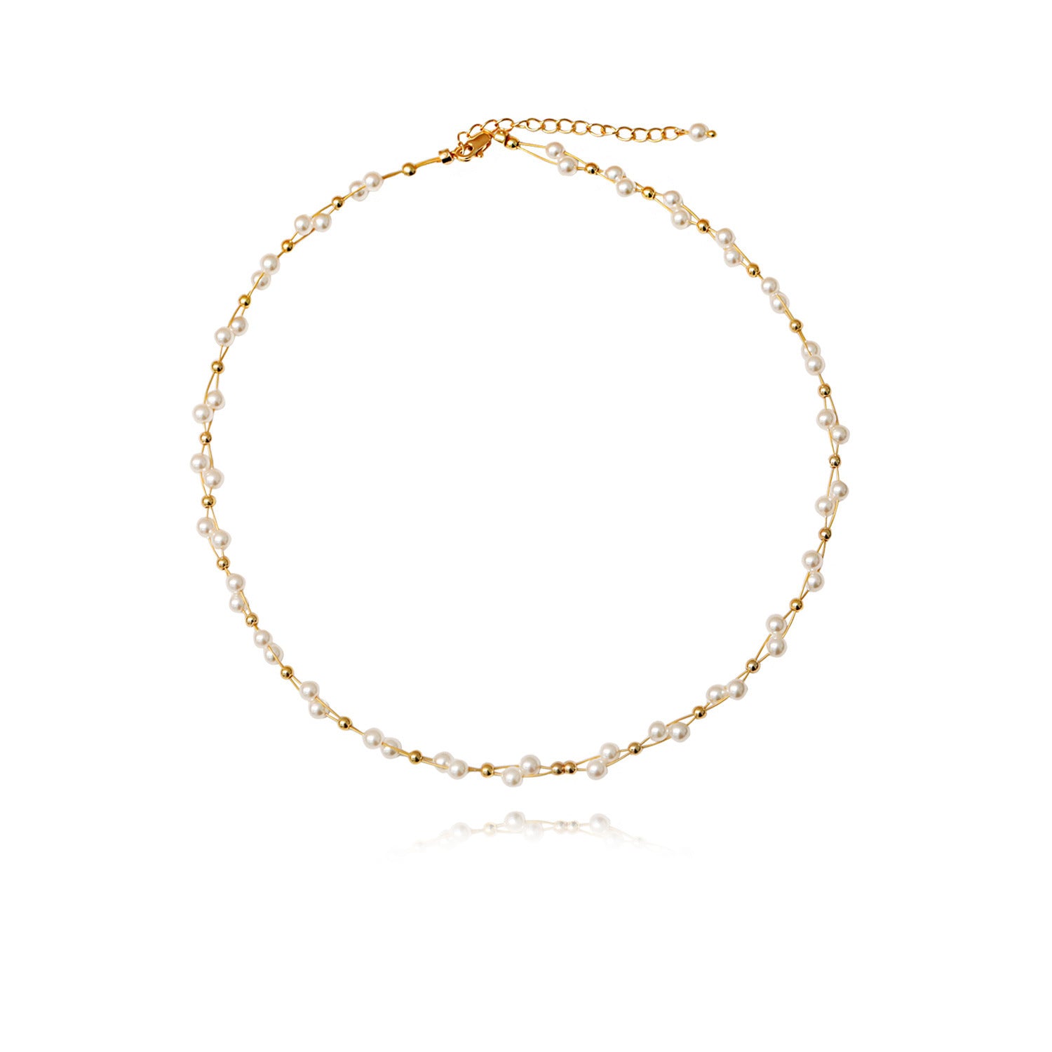 Wholesale Layered Pearl Necklace,  Gold Tone Chain,  Pearl Pendant,  Spring Summer Travel Jewelry,  Boutique Resale
