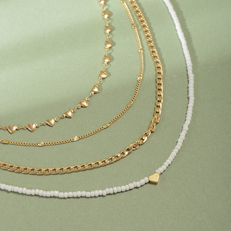 Wholesale  multi-layer pearl necklace light luxury  clavicle chain