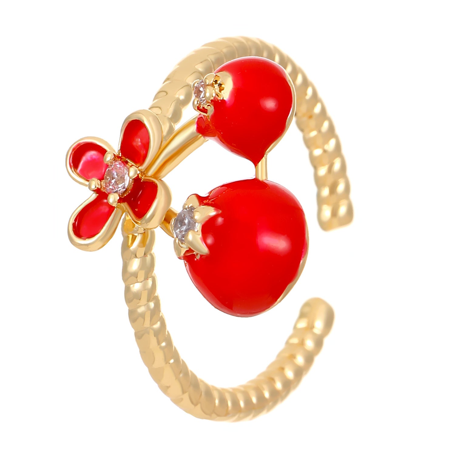 Wholesale Cute  Open Ring Double-layer Micro-inlaid Zircon Ring