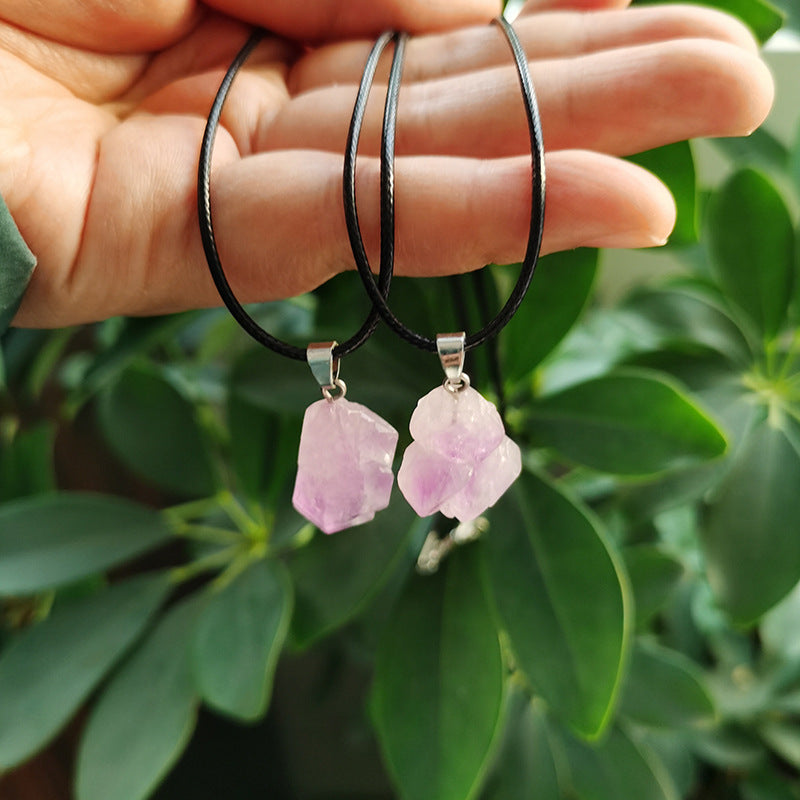 Wholesale Natural Amethyst Naked Stone Necklace  Pendant