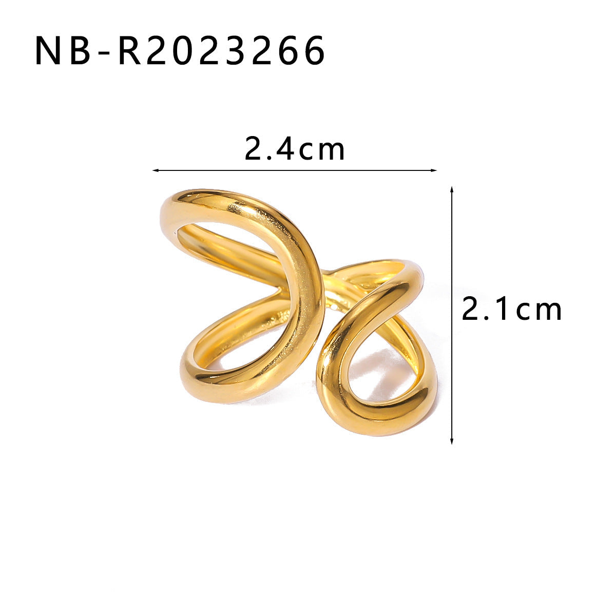 Wholesale geometric irregular water drop line hollow titanium steel  ring