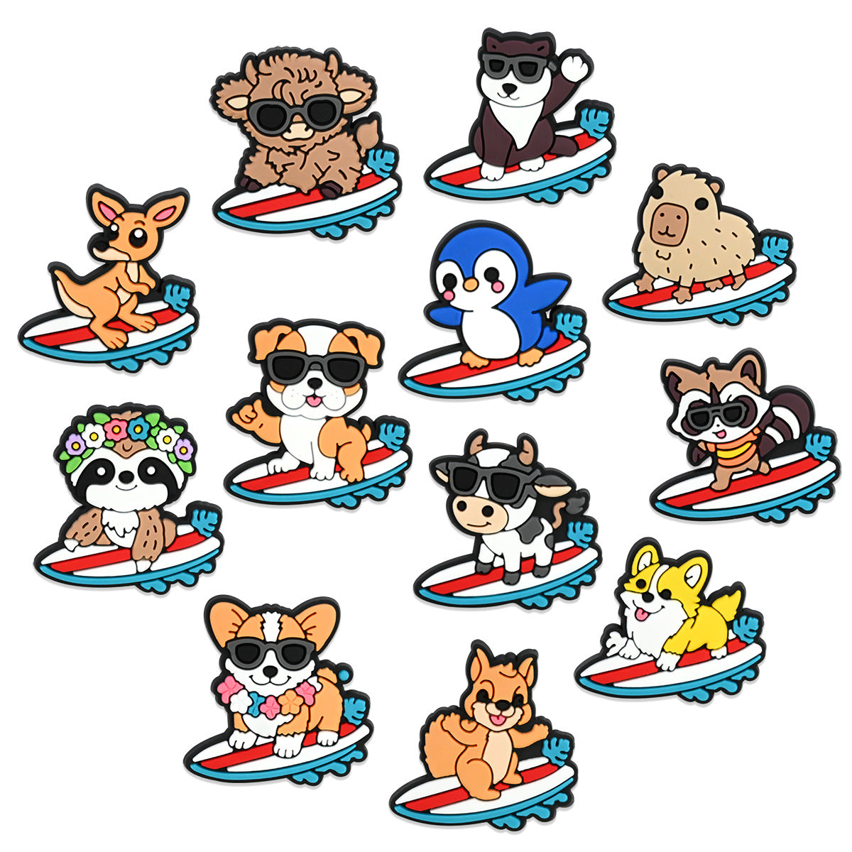 Decorazione casuale all'ingrosso della fibbia della scarpa in gomma morbida del PVC di serie del leopardo del fumetto da 100 pezzi