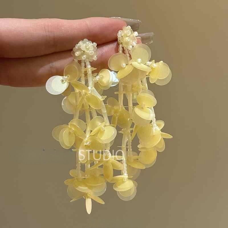Wholesale Small Flower Tassel Beaded Earrings