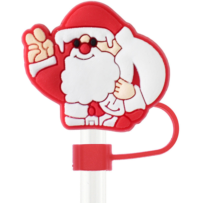 Wholesale Random 100pcs Christmas 10mm PVC Soft Straw Tube Cap ACC-SCR-RYY074