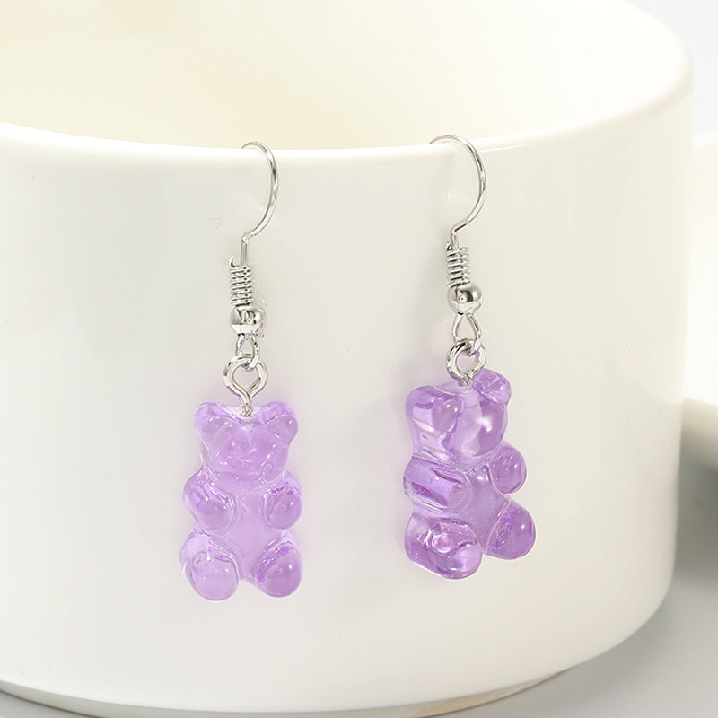Wholesale Jelly Color Resin Bear Earrings Cute Earrings ACC-ES-YuChan003
