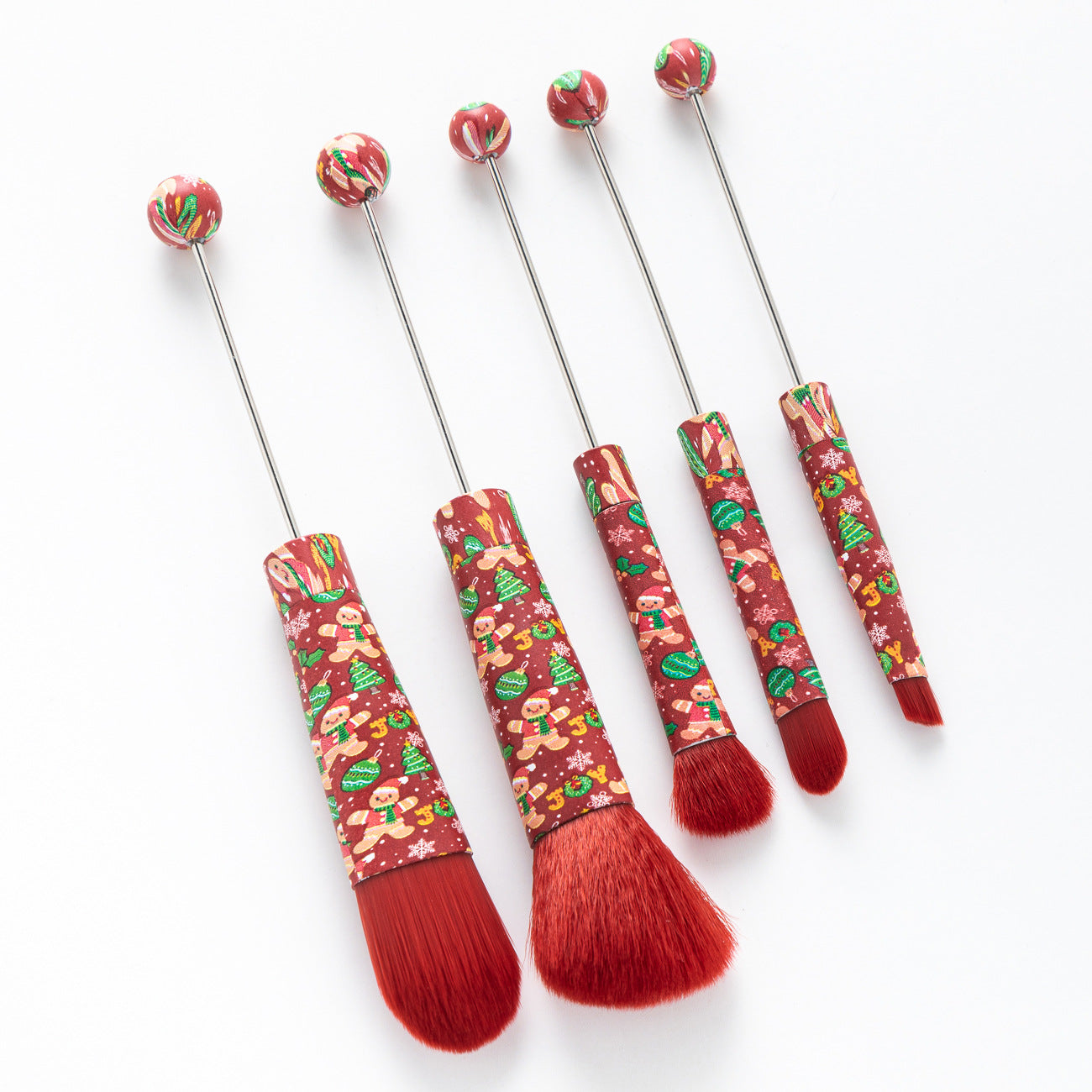 Wholesale Beadable 5 Pcs/set Christmas Halloween Printed DIY Beaded Makeup Brush ACC-MB-HuaH004