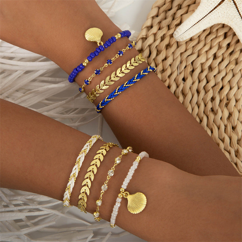 Wholesale  Bohemian Ocean Style Starfish Shell Pearl anklet  Bracelet