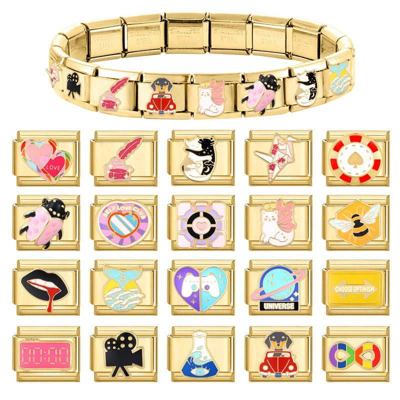 Wholesale Italian Charm Bracelet 9mm DIY Splicing Cute Creative Stainless Steel Composable Bracelet